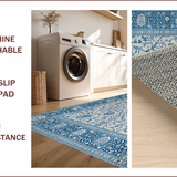 Ultra Soft Area Rug, Non Slip, Stain Resistant, Washable Area Rugs for Living Room, Bedroom, Sophisticated Dual-Tone Floral Design(Blue)