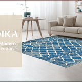 Ultra Soft Area Rug, Non Slip, Stain Resistant, Washable Area Rugs for Living Room, Bedroom, Modern Textured Ogee Design(Blue)