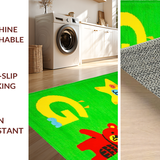 Ultra Soft Area Rug, Non Slip, Stain Resistant, Washable Area Rugs for Living Room, Bedroom, Bright Cheerful Animal Alphabet(Green)