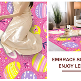 Ultra Soft Area Rug, Non Slip, Stain Resistant, Washable Area Rugs for Living Room, Bedroom, Enchanting Egg-Centric Design(Pink)