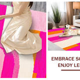 Ultra Soft Area Rug, Non Slip, Stain Resistant, Washable Area Rugs for Living Room, Bedroom, Elegant Fluid Organic Shapes(Orange)