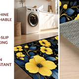 Ultra Soft Area Rug, Non Slip, Stain Resistant, Washable Area Rugs for Living Room, Bedroom, Bold Black and Yellow Petals(Yellow)