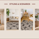 Ultra Soft Area Rug, Non Slip, Stain Resistant, Washable Area Rugs for Living Room, Bedroom, Contemporary Earthy Geometric Motif(Beige)