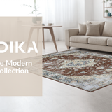 Ultra Soft Area Rug, Non Slip, Stain Resistant, Washable Area Rugs for Living Room, Bedroom, Transitional Warm Tone Patterns(Brown)