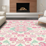 Ultra Soft Area Rug, Non Slip, Stain Resistant, Washable Area Rugs for Living Room, Bedroom, Festive Springtime Floral Pattern(Pink)