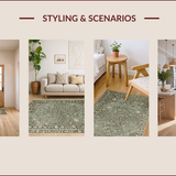 Ultra Soft Area Rug, Non Slip, Stain Resistant, Washable Area Rugs for Living Room, Bedroom, Distressed Dark Green Living Room Boho Rug(Gray)