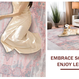 Ultra Soft Area Rug, Non Slip, Stain Resistant, Washable Area Rugs for Living Room, Bedroom, Cozy Textured Ogee Layout(Pink)