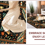 Ultra Soft Area Rug, Non Slip, Stain Resistant, Washable Area Rugs for Living Room, Bedroom, Nature-Inspired Floral Harmony(Black)