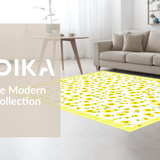 Ultra Soft Area Rug, Non Slip, Stain Resistant, Washable Area Rugs for Living Room, Bedroom, Contemporary Grey Blossom Design(Yellow)
