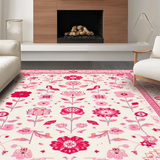 Ultra Soft Area Rug, Non Slip, Stain Resistant, Washable Area Rugs for Living Room, Bedroom, Charming Floral Playful Aesthetic(White)