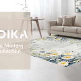 Ultra Soft Area Rug, Non Slip, Stain Resistant, Washable Area Rugs for Living Room, Bedroom, Modern Abstract Floral Art(Gray)