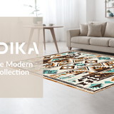 Ultra Soft Area Rug, Non Slip, Stain Resistant, Washable Area Rugs for Living Room, Bedroom, Elegant Southwestern Symmetrical Design(Brown)
