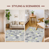 Ultra Soft Area Rug, Non Slip, Stain Resistant, Washable Area Rugs for Living Room, Bedroom, Stylish Minimalist Geometric Shapes(Gray)