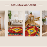Ultra Soft Area Rug, Non Slip, Stain Resistant, Washable Area Rugs for Living Room, Bedroom, Tribal Multi-Color Living Room Wool Carpet(White)