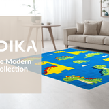 Ultra Soft Area Rug, Non Slip, Stain Resistant, Washable Area Rugs for Living Room, Bedroom, Whimsical Blue Animal Motifs(Blue)