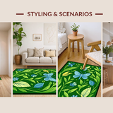 Ultra Soft Area Rug, Non Slip, Stain Resistant, Washable Area Rugs for Living Room, Bedroom, Vibrant Nature-Inspired Bug Motif(Green)