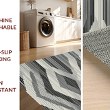 Ultra Soft Area Rug, Non Slip, Stain Resistant, Washable Area Rugs for Living Room, Bedroom, Dynamic Striped Contemporary Flair(Black)