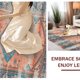 Ultra Soft Area Rug, Non Slip, Stain Resistant, Washable Area Rugs for Living Room, Bedroom, Sophisticated Lattice Style in Soft Tones(Orange)