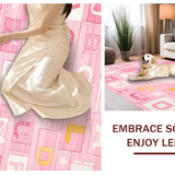 Ultra Soft Area Rug, Non Slip, Stain Resistant, Washable Area Rugs for Living Room, Bedroom, Soft Pink Playful Typography Design(Pink)