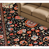 Ultra Soft Area Rug, Non Slip, Stain Resistant, Washable Area Rugs for Living Room, Bedroom, Chic Vintage Floral Aesthetic(Black)