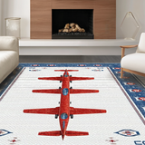 Ultra Soft Area Rug, Non Slip, Stain Resistant, Washable Area Rugs for Living Room, Bedroom, Nautical Blue Tone Design(Red)