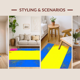 Ultra Soft Area Rug, Non Slip, Stain Resistant, Washable Area Rugs for Living Room, Bedroom, Dynamic Ombre Geometric Composition(Yellow)