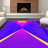 Ultra Soft Area Rug, Non Slip, Stain Resistant, Washable Area Rugs for Living Room, Bedroom, Eclectic Futuristic Wave Motif(Purple)