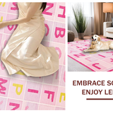 Ultra Soft Area Rug, Non Slip, Stain Resistant, Washable Area Rugs for Living Room, Bedroom, Whimsical Pastel Alphabet Artwork(Pink)