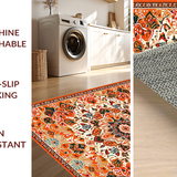 Ultra Soft Area Rug, Non Slip, Stain Resistant, Washable Area Rugs for Living Room, Bedroom, Playful Soft Blooming Pattern(Orange)