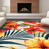 Ultra Soft Area Rug, Non Slip, Stain Resistant, Washable Area Rugs for Living Room, Bedroom, Modern Botanical Color Explosion(Red)