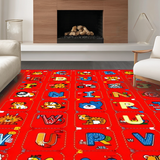 Ultra Soft Area Rug, Non Slip, Stain Resistant, Washable Area Rugs for Living Room, Bedroom, Interactive Colorful Animal Scene(Red)