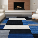 Ultra Soft Area Rug, Non Slip, Stain Resistant, Washable Area Rugs for Living Room, Bedroom, Rustic Textured Color Fusion(Blue)