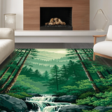 Ultra Soft Area Rug, Non Slip, Stain Resistant, Washable Area Rugs for Living Room, Bedroom, Rustic Forest Canopy Aesthetic(Green)