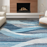 Ultra Soft Area Rug, Non Slip, Stain Resistant, Washable Area Rugs for Living Room, Bedroom, Rustic Neutral Geometric Ensemble(Blue)