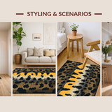 Ultra Soft Area Rug, Non Slip, Stain Resistant, Washable Area Rugs for Living Room, Bedroom, Dynamic Grey Neutral Animal Texture(Black)
