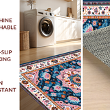 Ultra Soft Area Rug, Non Slip, Stain Resistant, Washable Area Rugs for Living Room, Bedroom, Eclectic Vintage Floral Medallion(Blue)