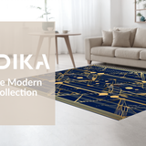 Ultra Soft Area Rug, Non Slip, Stain Resistant, Washable Area Rugs for Living Room, Bedroom, Art Deco Geometric Elegance(Blue)
