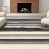 Ultra Soft Area Rug, Non Slip, Stain Resistant, Washable Area Rugs for Living Room, Bedroom, Sleek Geometric Black and Beige(Beige)