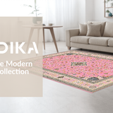 Ultra Soft Area Rug, Non Slip, Stain Resistant, Washable Area Rugs for Living Room, Bedroom, Elegant Floral Patterned Ensemble(Pink)