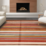 Ultra Soft Area Rug, Non Slip, Stain Resistant, Washable Area Rugs for Living Room, Bedroom, Rustic Earthy Striped Motif(Red)