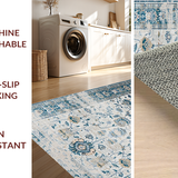 Ultra Soft Area Rug, Non Slip, Stain Resistant, Washable Area Rugs for Living Room, Bedroom, Contemporary Gray Tiled Design(Beige)