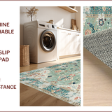 Ultra Soft Area Rug, Non Slip, Stain Resistant, Washable Area Rugs for Living Room, Bedroom, Rustic Light Green Patterned Design(Beige)