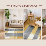 Ultra Soft Area Rug, Non Slip, Stain Resistant, Washable Area Rugs for Living Room, Bedroom, Vibrant Bold Contemporary Stripes(Gold)