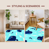 Ultra Soft Area Rug, Non Slip, Stain Resistant, Washable Area Rugs for Living Room, Bedroom, Delightful Blue Waterscape Style(Blue)