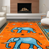 Ultra Soft Area Rug, Non Slip, Stain Resistant, Washable Area Rugs for Living Room, Bedroom, Charming Color Splash Medallion(Orange)