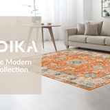 Ultra Soft Area Rug, Non Slip, Stain Resistant, Washable Area Rugs for Living Room, Bedroom, Trendy Faded Geometric Arrangement(Orange)