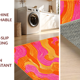 Ultra Soft Area Rug, Non Slip, Stain Resistant, Washable Area Rugs for Living Room, Bedroom, 1970s Inspired Colorful Swirls(Orange)