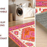 Ultra Soft Area Rug, Non Slip, Stain Resistant, Washable Area Rugs for Living Room, Bedroom, Chic Retro Orange Design Elements(White)