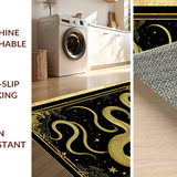 Ultra Soft Area Rug, Non Slip, Stain Resistant, Washable Area Rugs for Living Room, Bedroom, Sophisticated Gothic Serpent Visuals(Gold)