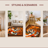 Ultra Soft Area Rug, Non Slip, Stain Resistant, Washable Area Rugs for Living Room, Bedroom, Bold Spiritual Animal Motif(Orange)